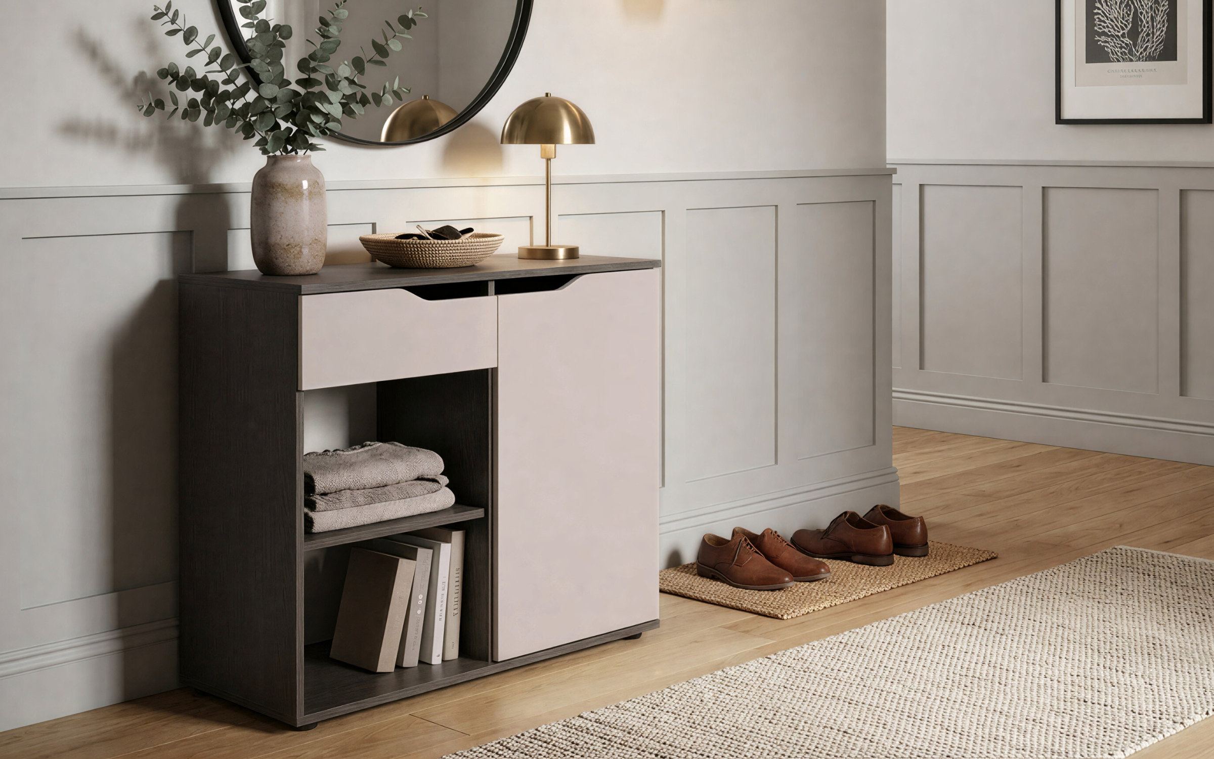Set Hall tree Daily + dresser Space A, Anthracite oak + cashmere  5